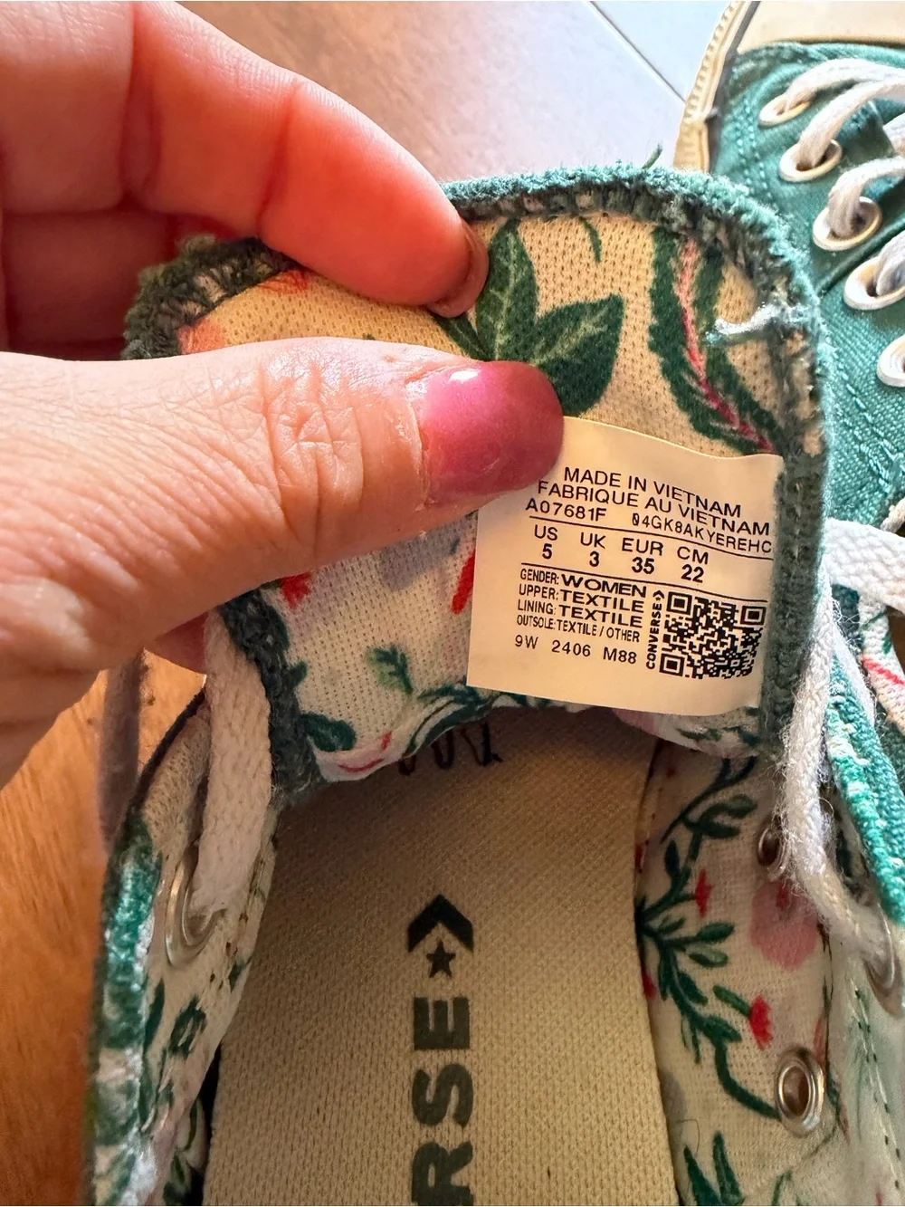 Converse Kids Green Canvas Lace-Up Sneakers